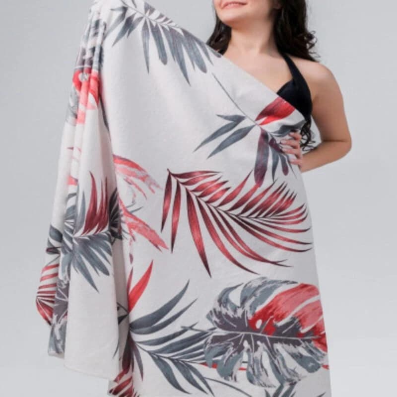 White Beach Towel with Prints