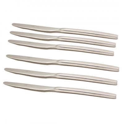 A set of silver steel eating knives, 6 pieces