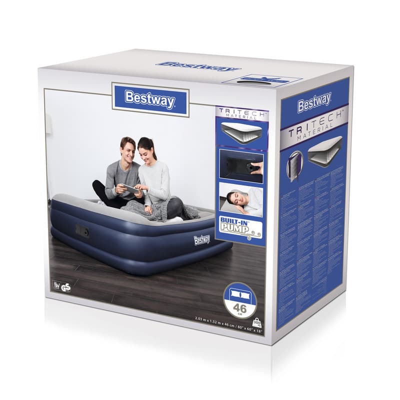 Bestway Tritech Airbed Queen Built-In Ac Pump 2.03M X 1.52M X 46Cm 26-67630