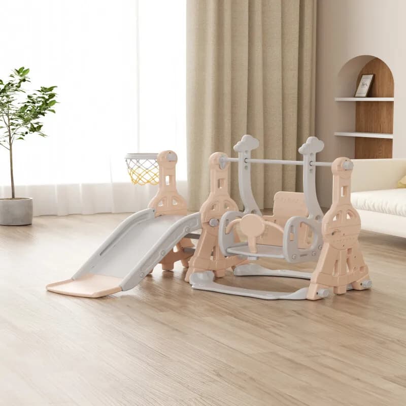 Slide with swing for children with basketball