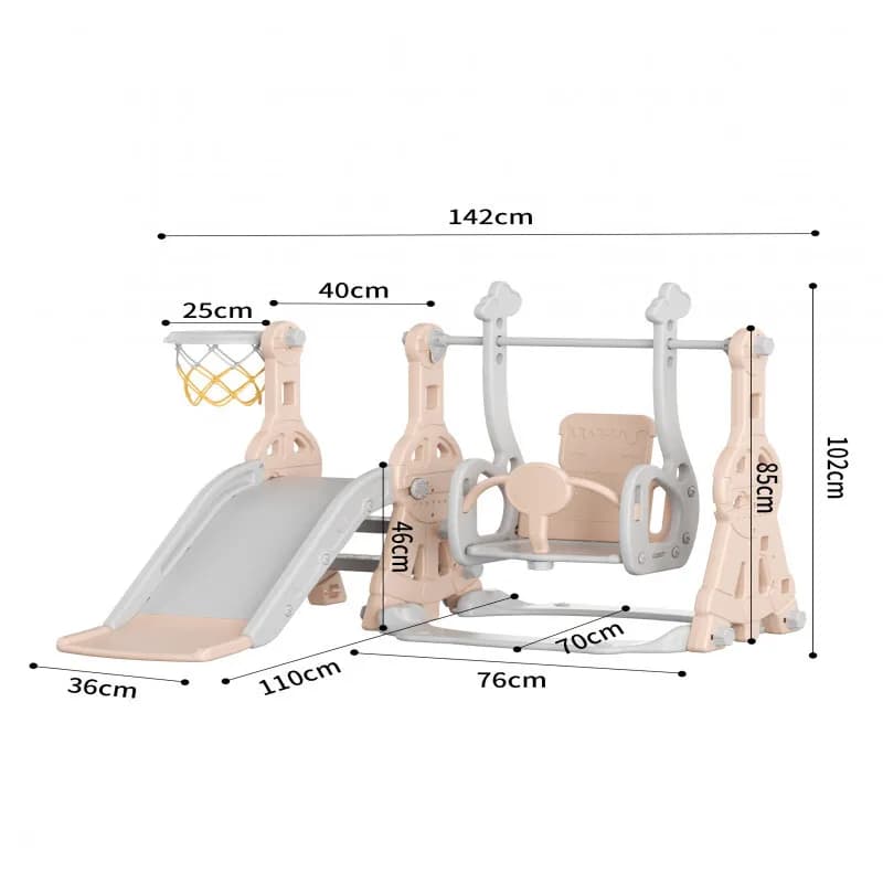 Slide with swing for children with basketball