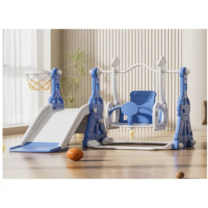 slide with swing and basketball