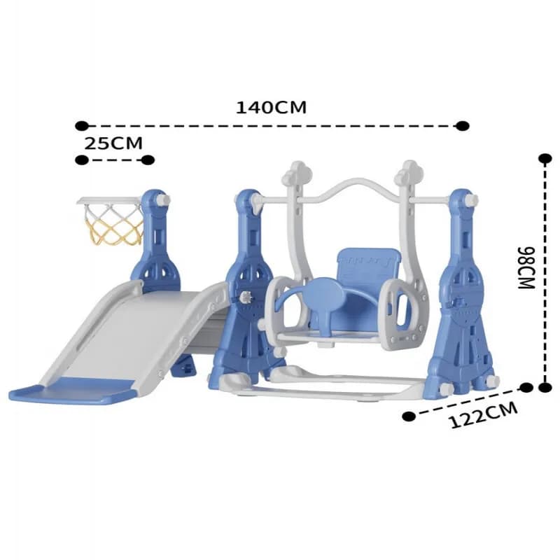 slide with swing and basketball