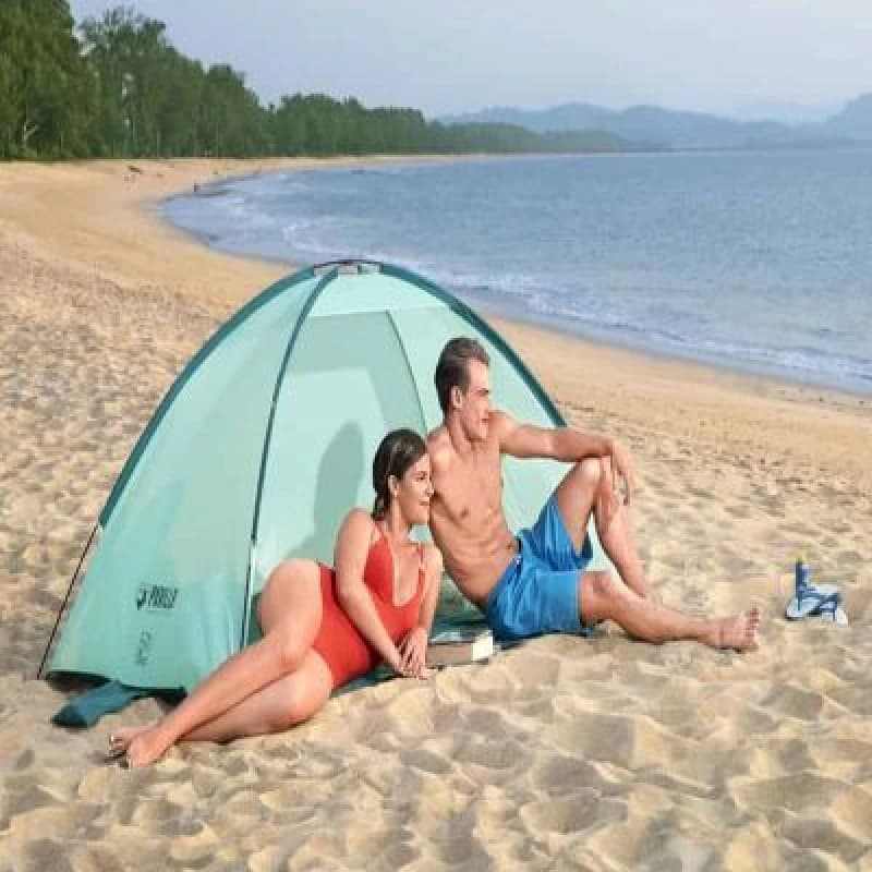 خيمة شاطئ نفخ من بيست واي® بتصميم بافيلو، مقاس 2.00 م × 1.20 م × 95 سم – توفر ظلًا وحماية من الشمس على الشاطئ.