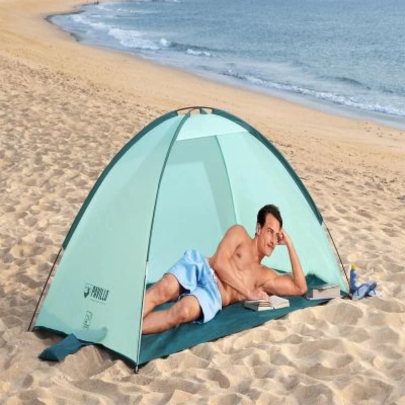 خيمة شاطئ نفخ من بيست واي® بتصميم بافيلو، مقاس 2.00 م × 1.20 م × 95 سم – توفر ظلًا وحماية من الشمس على الشاطئ.