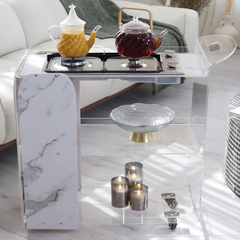 Acrylic Hospitality Trolley Transparent Serving Cart