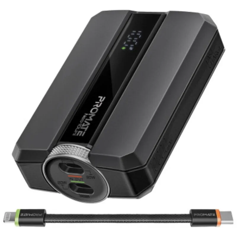 بطارية متنقلة Promate Neo-10Uni صغيرة الحجم 10000mAh مع شحن سريع وشاشة LED